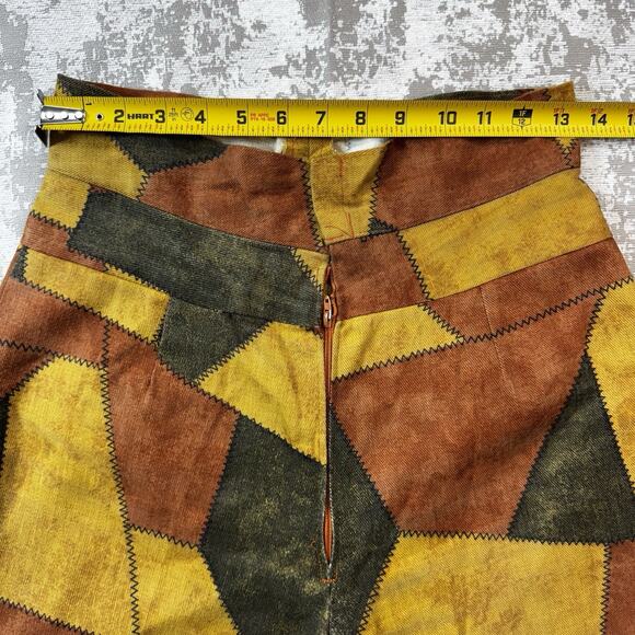 VTG Patchwork Plaid Wide Leg Bell Bottom Pants Groovy Hippy Retro *READ* - Picture 7 of 16